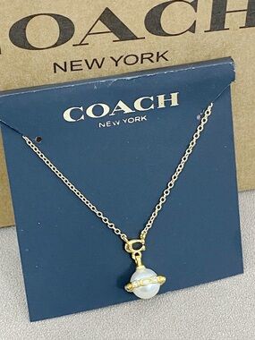 Coach Gold-Tone Pearl Orbit Pendant Necklace